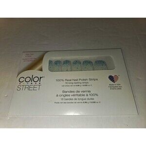 Color Street Nail Polish Strips Blue White Glitter FDCS11-BO2703 Blue Holiday